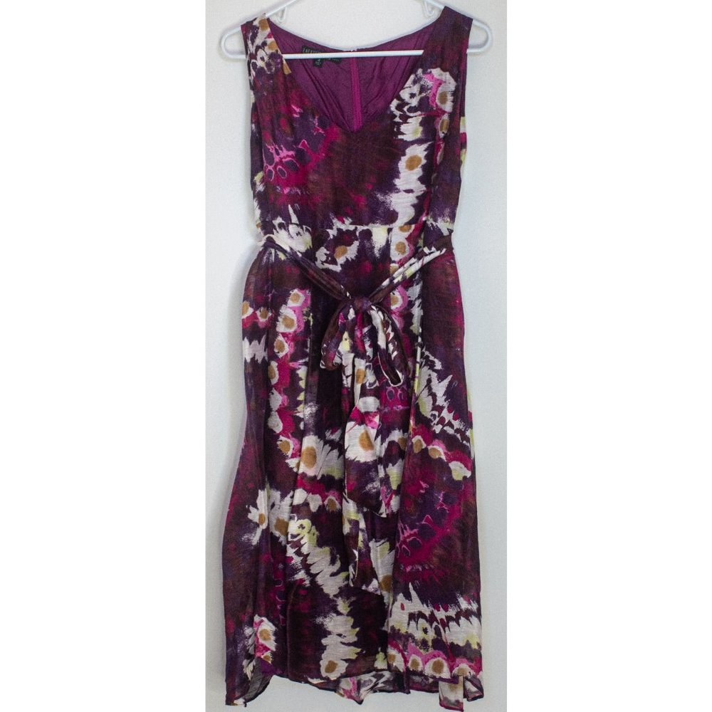 Lafayette 148 purple, pink, and white silk dress